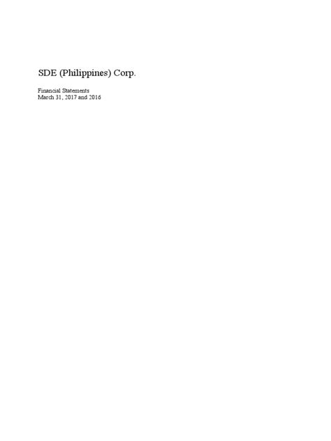 SDE Philippines Financial Statements .